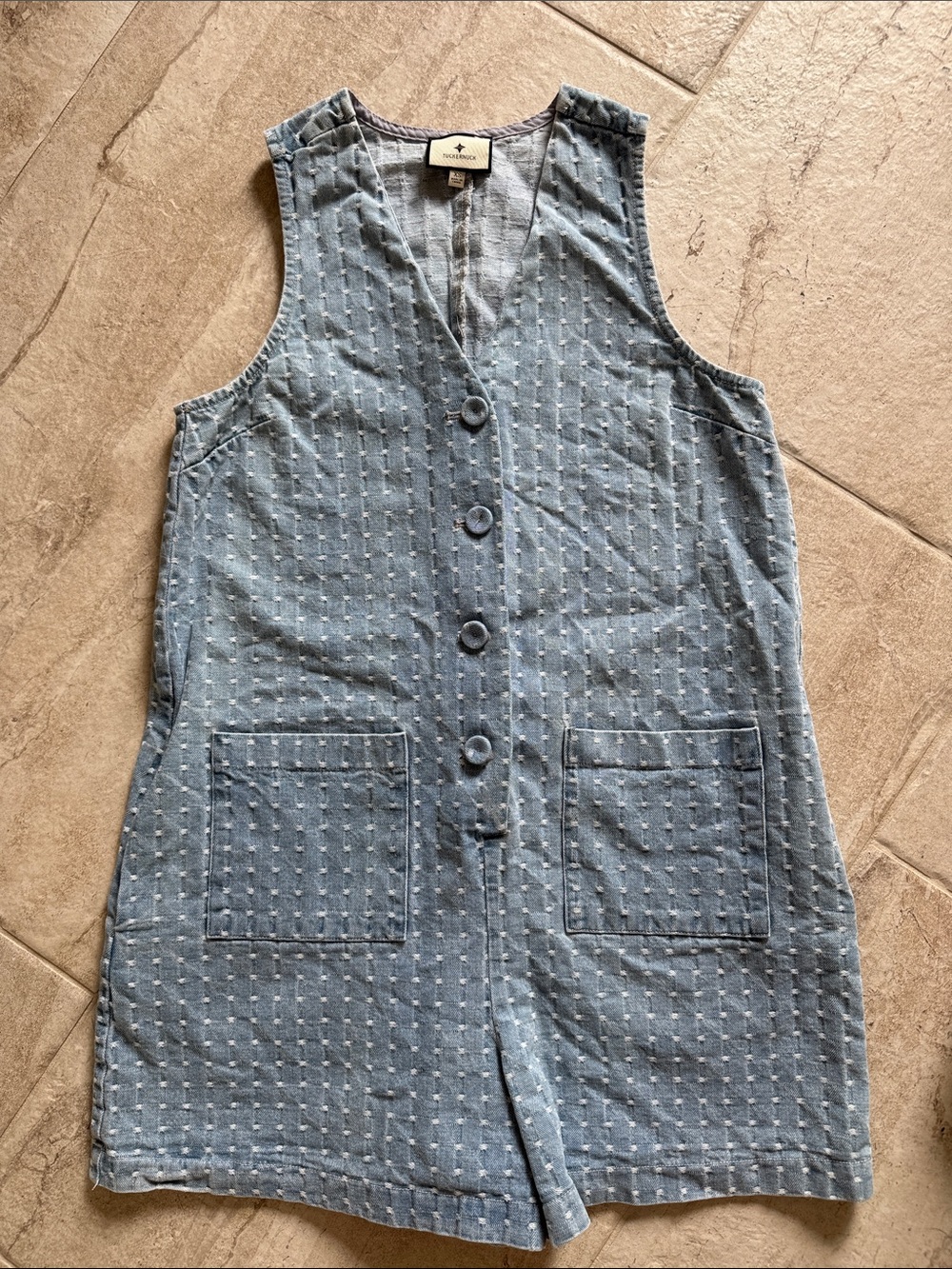 Tuckernuck Light Blue Sleeveless Button-Front Romper